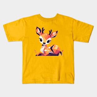 Geometrical Colorful Fawn. Adorable Mosaic Cute Kawaii Simple Animal Deer Kids T-Shirt